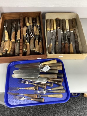 Lot 216 - Antique Knives and Forks, blades stamped "VR...