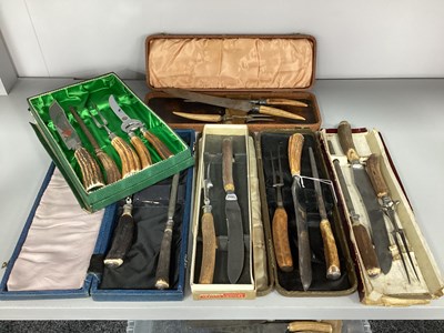 Lot 187 - A Collection of Assorted Meat Carving Sets,...