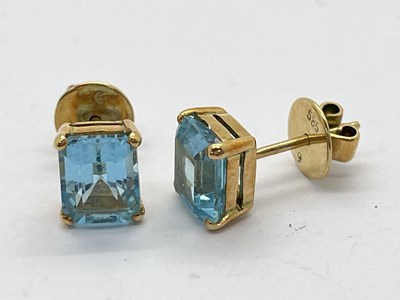 Lot 83 - A Pair of Modern Blue Topaz Single Stone...