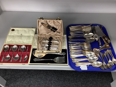 Lot 203 - Part Canteen of Plated Cutlery, cased sets etc.