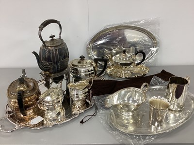 Lot 181 - Assorted Plated Ware, including tea pot on...