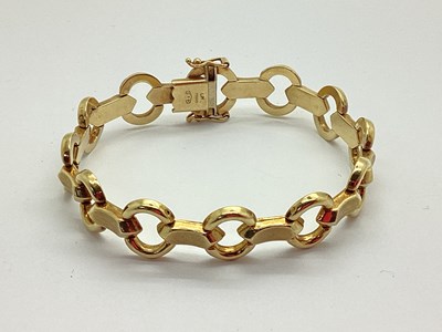 Lot 60 - A 9ct Gold Panel Link Bracelet, the line...