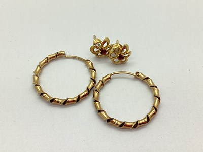 Lot 57 - A Pair of 9ct Gold Sleeper Hoop Earrings, of...