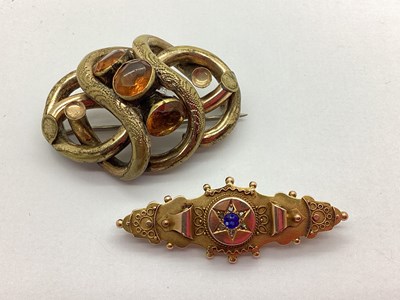 Lot 75 - An Antique 9ct Gold Etruscan Bar Brooch, the...