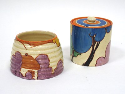 Lot 1052 - A Newport Pottery Clarice Cliff Jam Pot and...