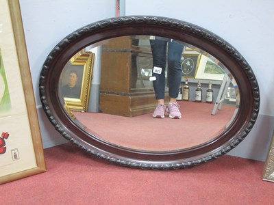 Lot 1522 - A Large Oval Victorian Framed Bevelled Mirror,...