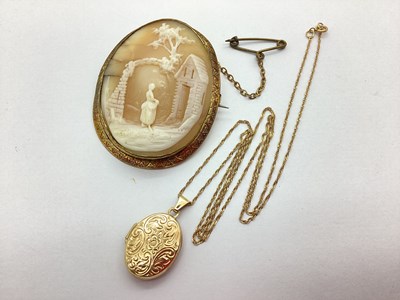 Lot 49 - A 9ct Gold Oval Locket Pendant, of scrolling...