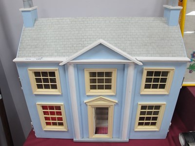 Lot 1405 - Dolls House, light blue and white painted,...