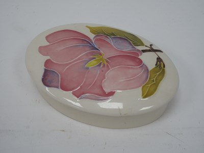 Lot 1357 - Moorcroft Pottery Oval Trinket Box, pink...