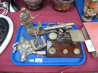 Lot 1386 - Letter Scales and Weights, model cannons, fox...