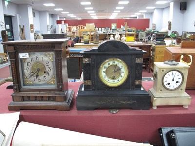 Lot 1453 - Black Slate Cased Mantle Clock, with 30 hour...