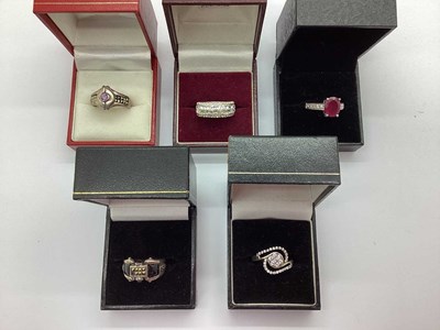 Lot 48 - A Collection of "925" and Other Dress Rings,...