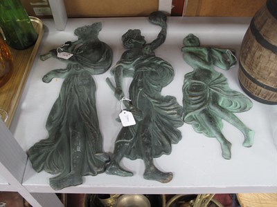 Lot 1475 - Female Musical Figural Wall Plaques, in metal,...