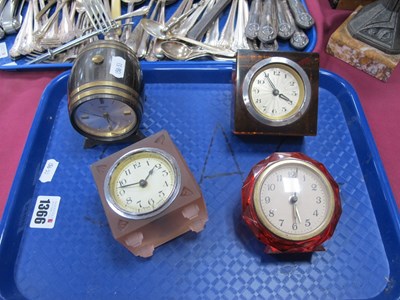 Lot 1366 - Clocks, to include one made in Japan with pink...