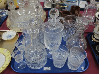 Lot 1293 - Cut Glass Decanter, wine coaster, vases,...