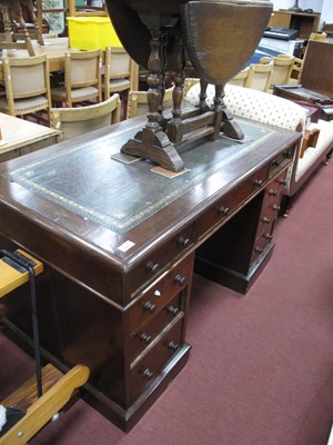 Lot 1607 - Early XX Century Walnut Pedestal Desk, top...