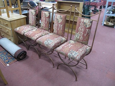 Lot 1600 - Set of Four Cast Iron Gold Mottled Dinning...