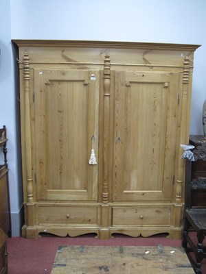 Lot 1633 - XIX Century Pine Two Door Wardrobe, with a...