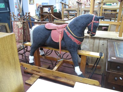 Lot 1608 - Black Plush Rocking Horse, with white tail and...