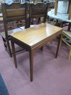 Lot 1596 - Teak Fold Over Tea Table, on slightly tapering...