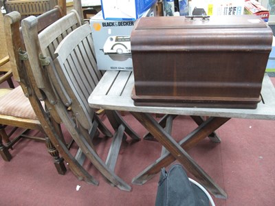 Lot 1576 - Hardwood Folding Garden Table, and two steamer...