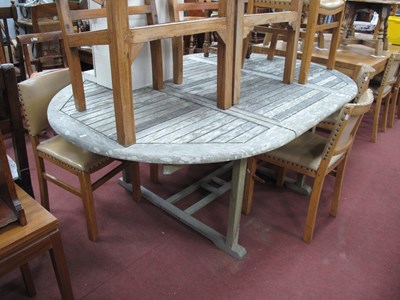 Lot 1599 - Hardwood Garden Table, 194 x 128cm.