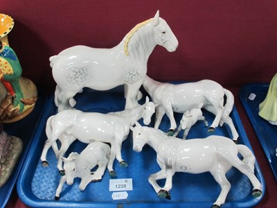 Lot 1238 - Beswick Shire Horse, three horses and two...