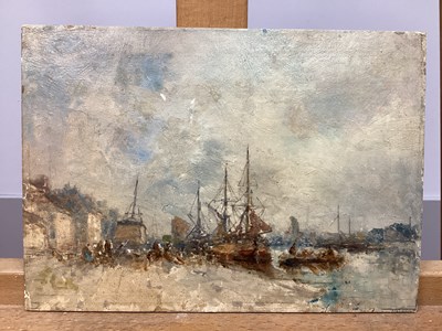 Lot 1187 - XIX CENTURY CONTINENTAL Harbour Scene, with...