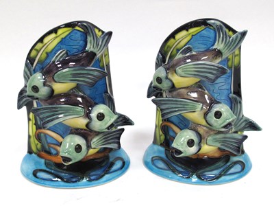 Lot 1073 - A Pair of Moorcroft Pottery Bookends, each...