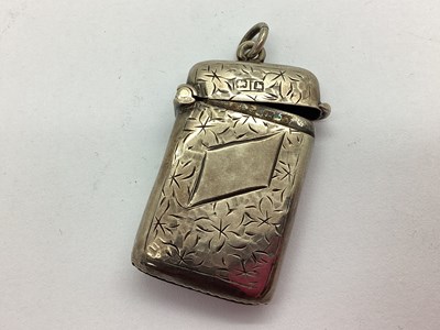 Lot 11 - A Hallmarked Silver Vesta Case, of rectangular...