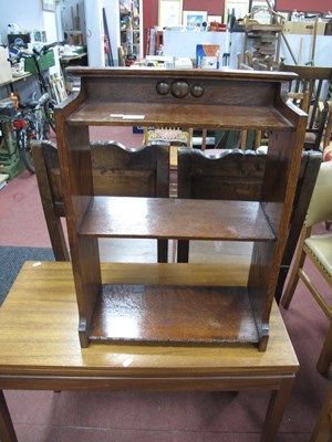 Lot 1598 - 1920s Oak book Shelves, with low back, 48cm wide.