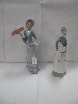 Lot 1275 - Lladro Lady Holding Opened Parasol, 32cm, and...