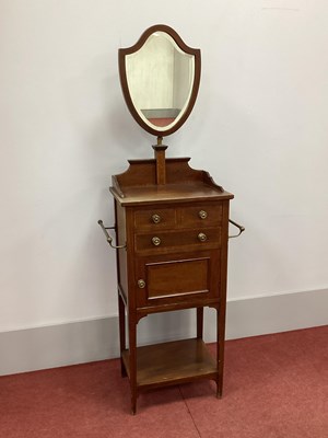 Lot 1458 - An Edwardian Mahogany Inlaid Shaving Cabinet,...