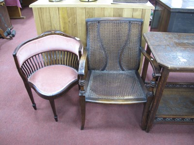 Lot 1614 - Edwardian Inlaid Mahogany Boudoir Chair, pink...