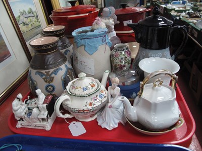 Lot 1003 - Bisque Jug with Three Figural Handle,...