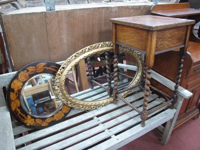 Lot 1582 - 1930s Oak Sewing Table, with barley twist...