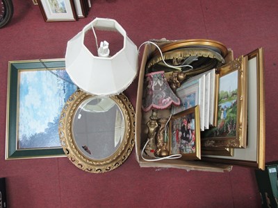 Lot 1144 - Two Gilt Mirrors, prints etc:- One Box.