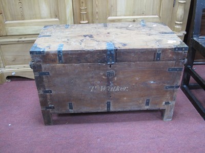 Lot 1634 - XIX Century Hardwood Brassbound Travel Box....