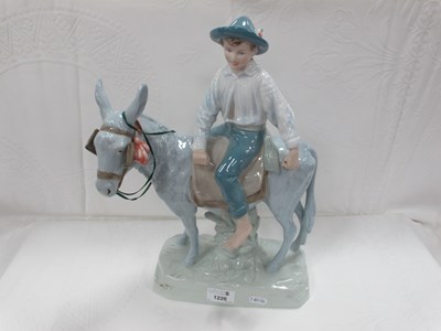 Lot 1226 - Royal Dux Figure Group of Boy on Donkey, circa...