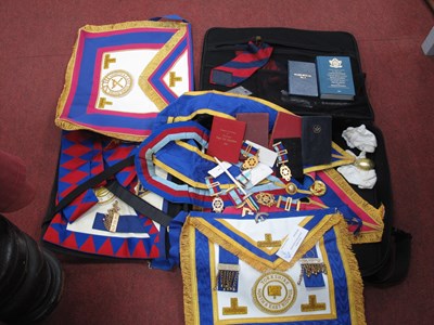 Lot 1482 - Masonic Aprons, medals, sashes, booklets, etc.