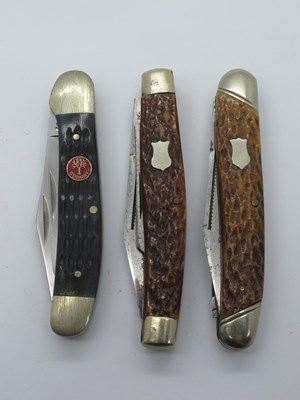 Lot 202 - Two blade and awl, stag scales, n/s bolsters,...