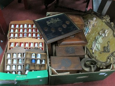 Lot 1083 - Thimbles in Racks, oak boxes, First Aid box,...