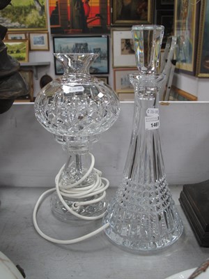 Lot 1461 - Waterford cut glass table lamp and shade of...