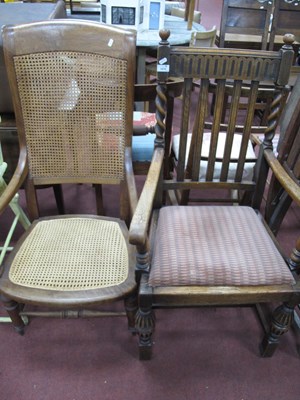 Lot 1575 - 1920s Oak Carver Chair, with barley twist...