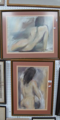 Lot 1535 - Benjamin Vandyk, Rear Nude Studies, pastel and...