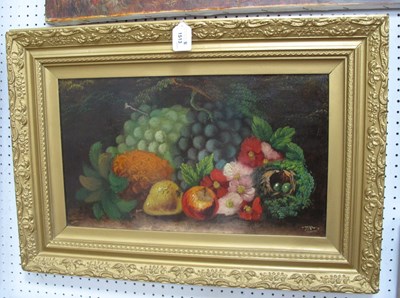 Lot 1513 - T. Wilson oil on canvas, still life of fruit,...