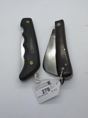 Lot 278 - Pruning knife, wood scales 12cm, Whitby and Co...