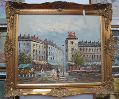 Lot 1543 - Caroline Burnett, Parisian Street Scene, oil...