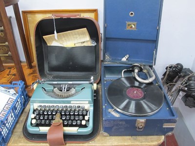 Lot 1183 - HMV Portable Gramaphone in blue casing....