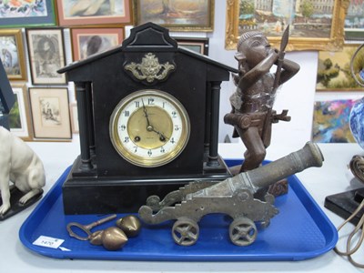 Lot 1470 - XIX Century Black Slate Clock, miniature...